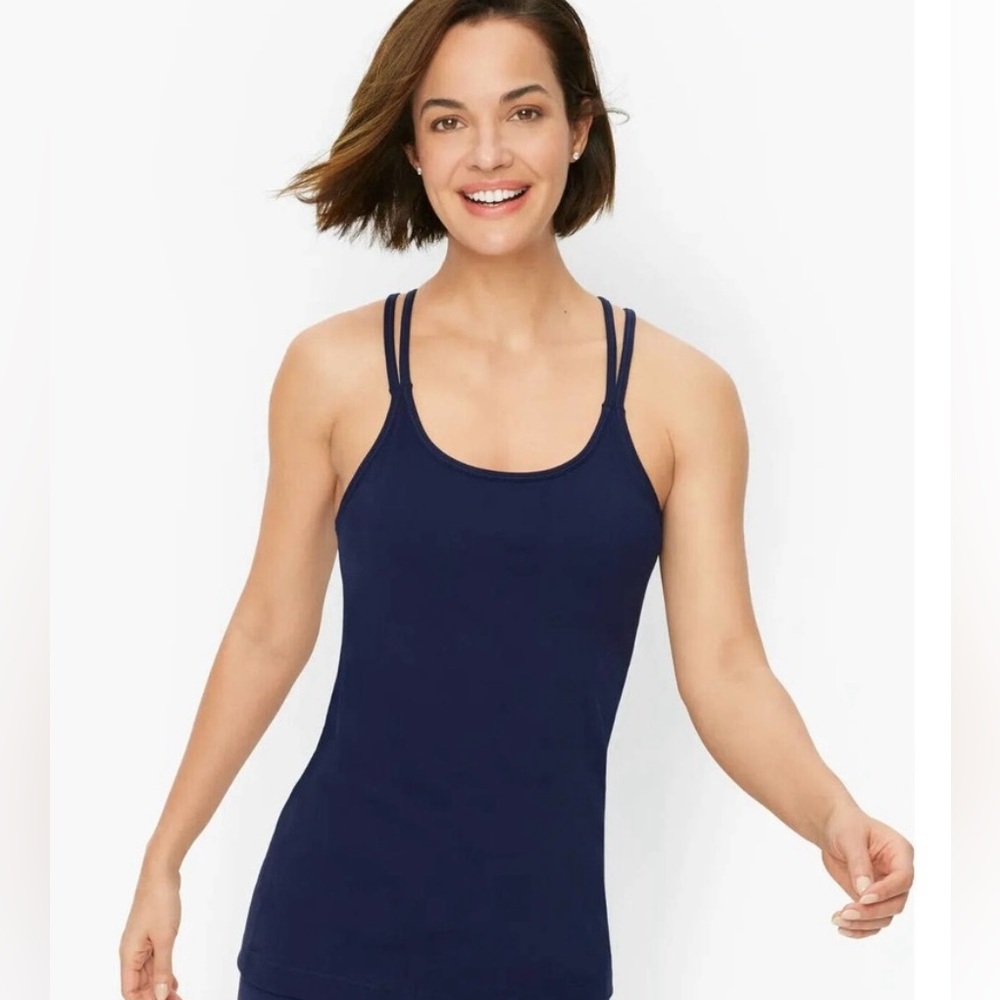 NWT T by Talbots Women's Strappy Back Shelf Bra Tank Top - Indigo Blue, Size L